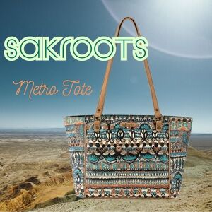 Sakroots Blue and Brown Bohemian Tote Bag